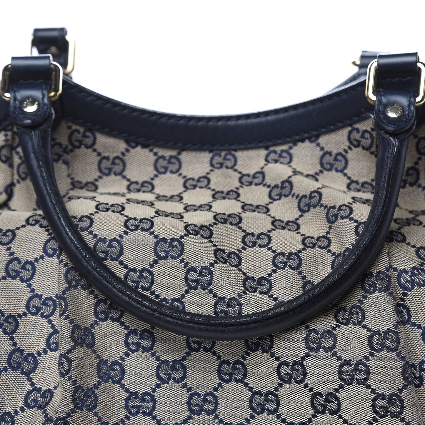 Monogram Calfskin Large Sukey Tote Beige Blue