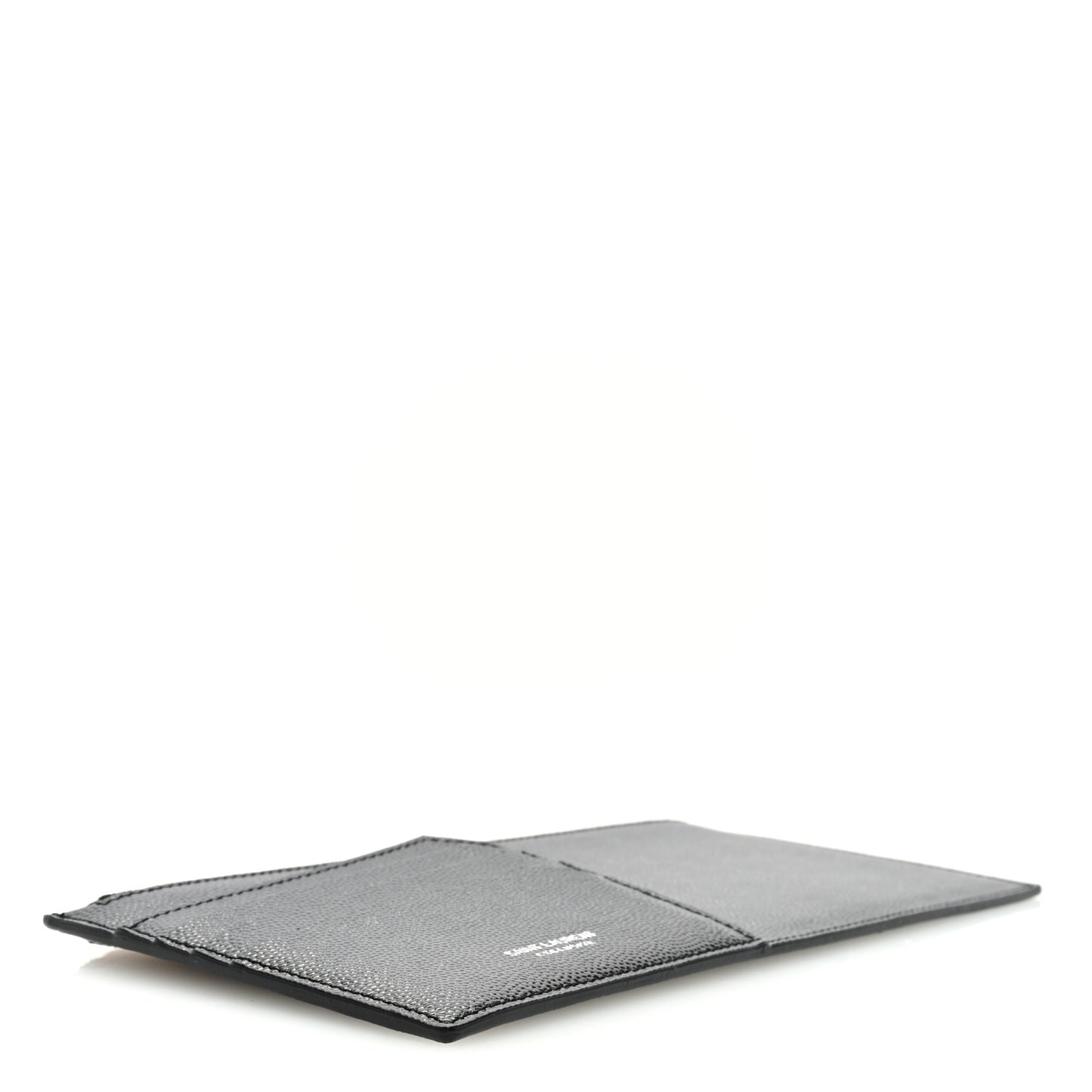 Grained Calfskin Zip Pouch Tech Card Holder Black