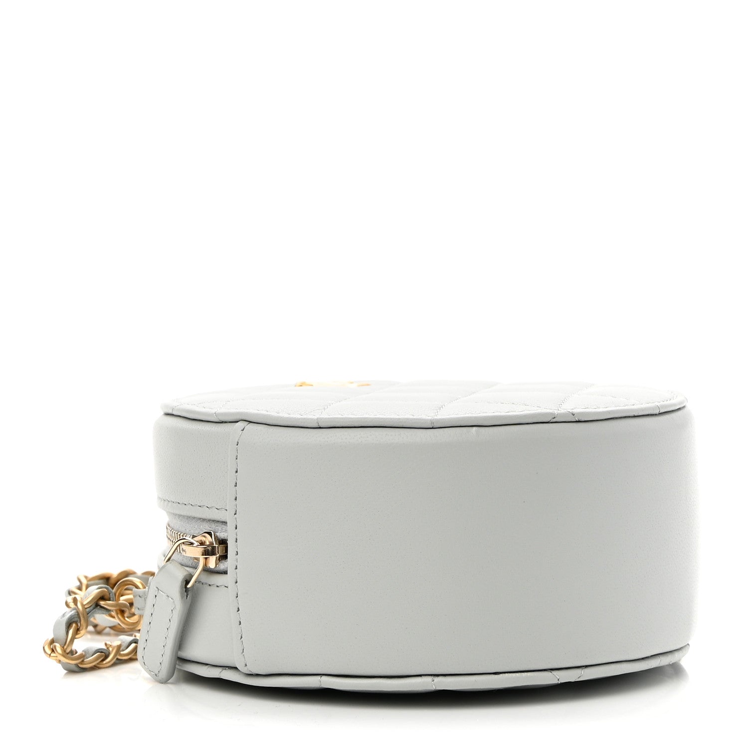 Chanel Lambskin Quilted Round Pearl Crush Clutch With Chain Grey 5 of 10