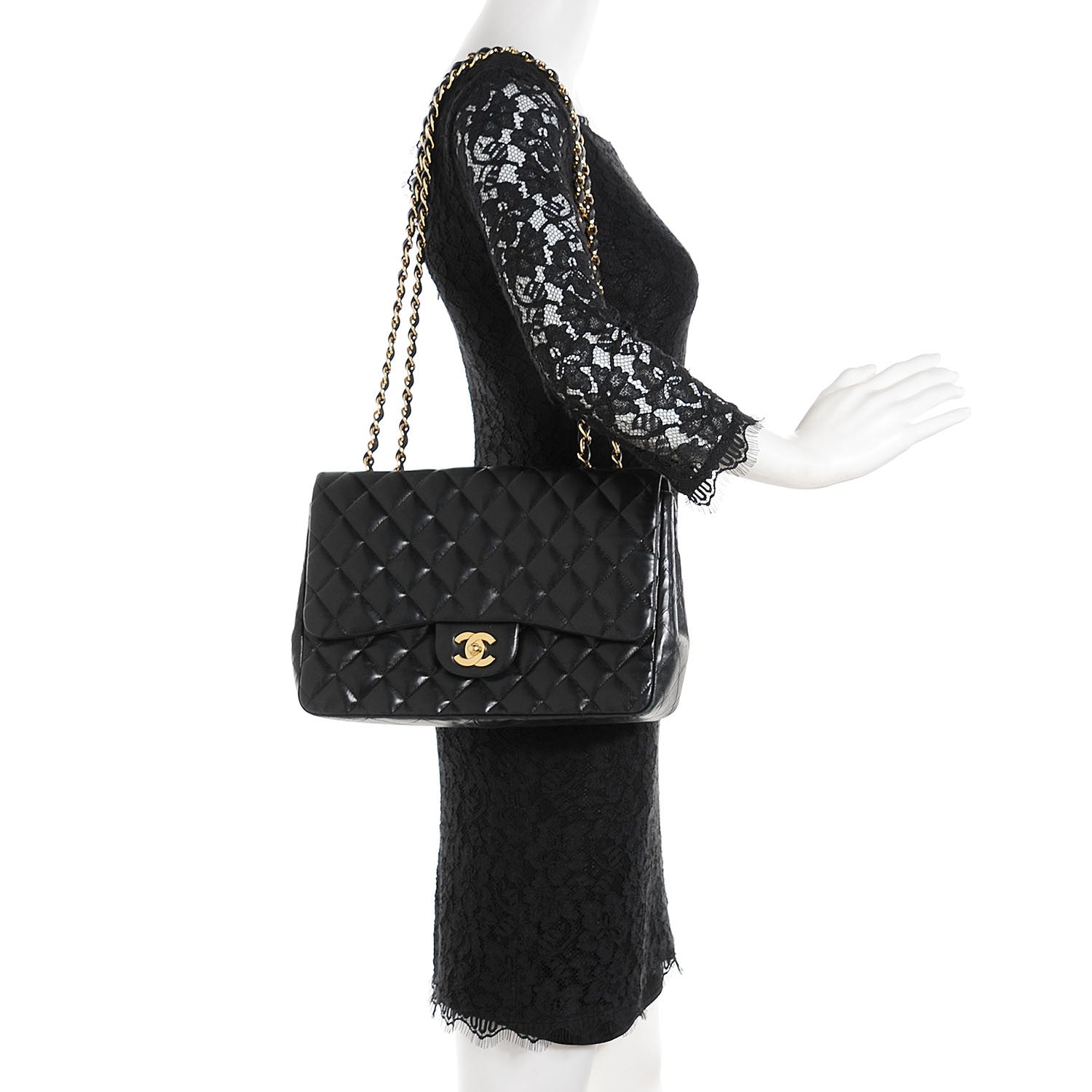Chanel Lambskin Quilted Jumbo Single Flap Black 2 of 10