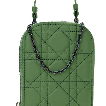 Christian Dior Lambskin Cannage Lady Dior Phone Holder Green 8 of 11