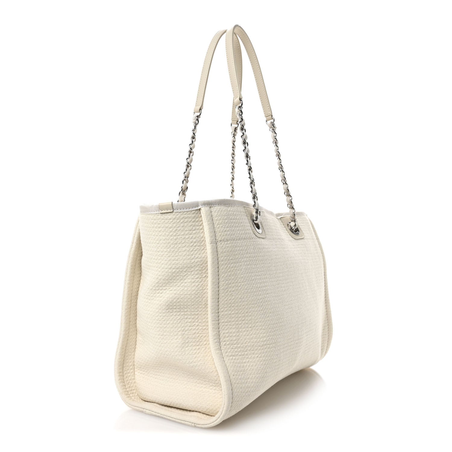 Chanel Mixed Fibers Small Deauville Tote White 3 of 10