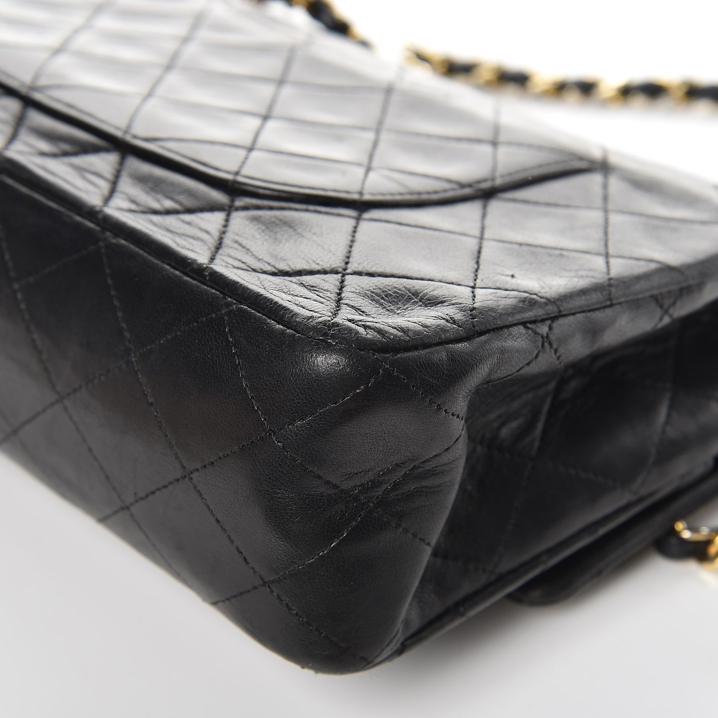 Lambskin Quilted Medium Double Flap Black