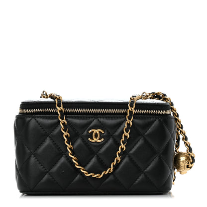 Chanel Lambskin Quilted Small Pearl Crush Vanity Case With Chain Black 1 of 12
