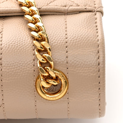 Saint Laurent Grain De Poudre Textured Mixed Matelasse Triquilt Small Monogram Satchel Dark Beige 11 of 11