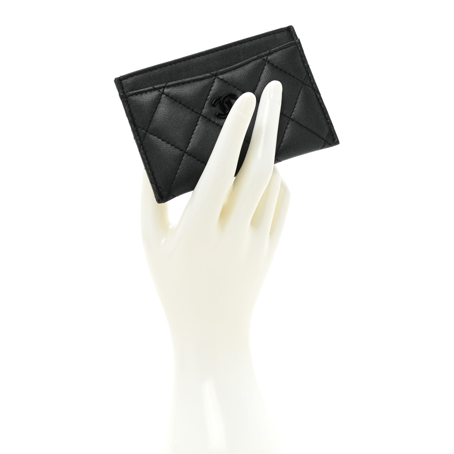 Chanel Pearly Lambskin Quilted Card Holder So Black 2 of 12