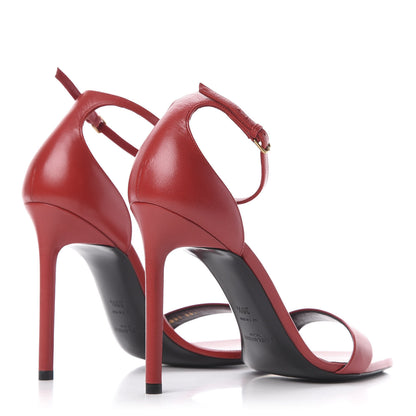 Saint Laurent Calfskin Amber 105 Ankle Strap Sandals 39.5 Red 4 of 10
