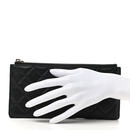 Chanel Lambskin Quilted Zip Pouch Black 2 of 10