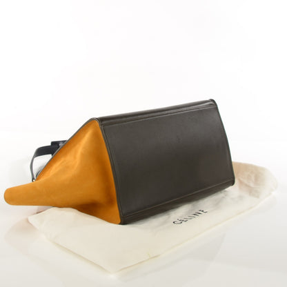 Celine Smooth Calfskin Suede Medium Tri-Color Trapeze Mustard 4 of 9