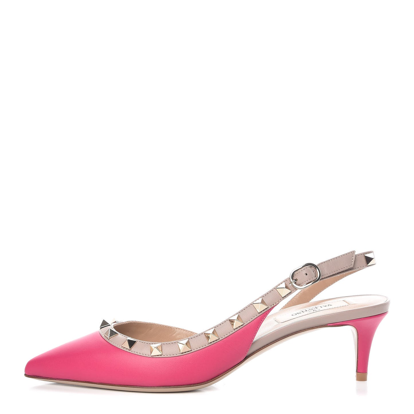 Nappa Rockstud Half D'Orsay Slingback 50mm Pumps 37 Disco Pink Poudre