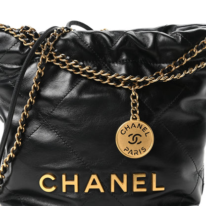 Chanel Shiny Calfskin Quilted Mini Chanel 22 Black 8 of 11