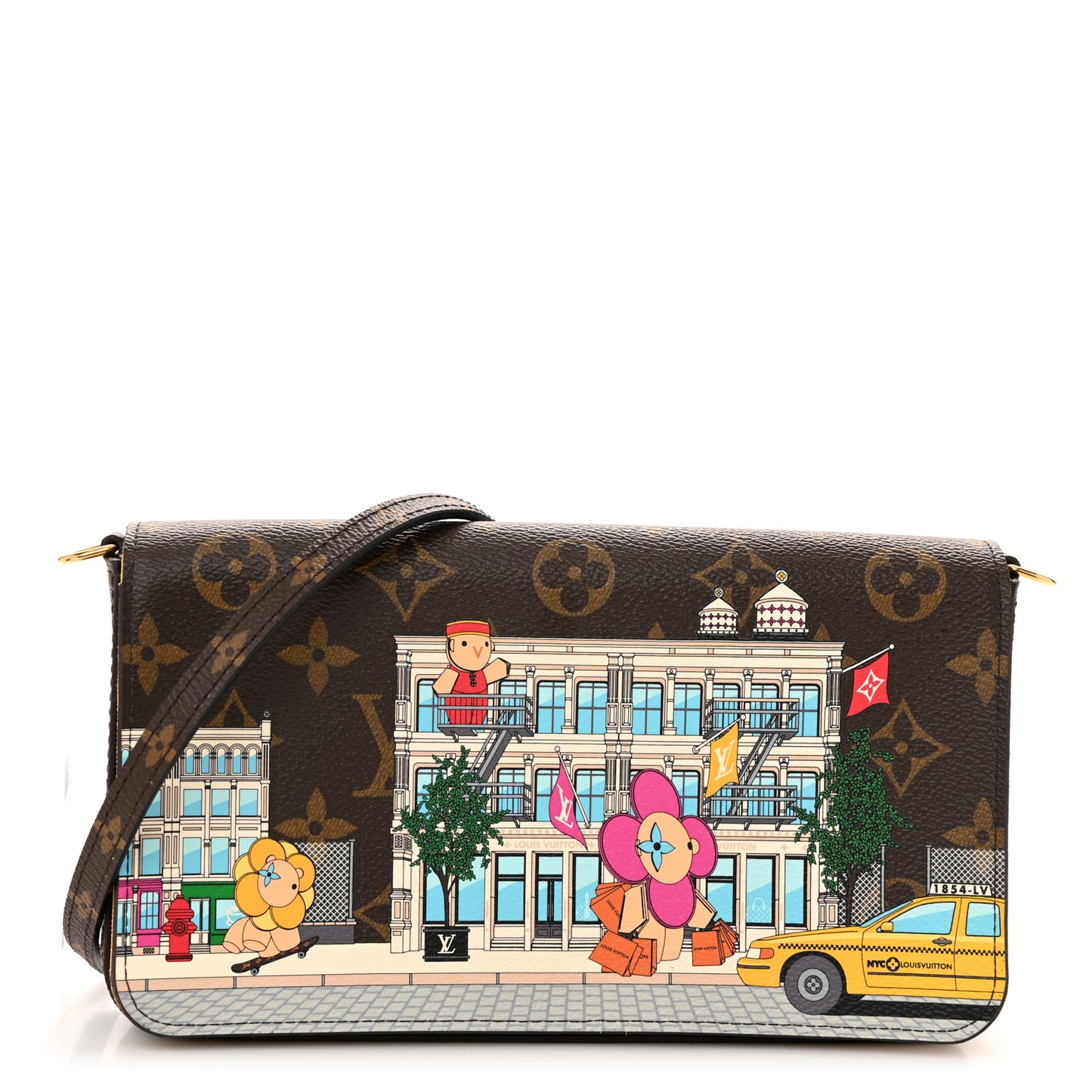 Monogram 2022 Christmas Animation New York Soho Pochette Felicie Chain Wallet Yellow