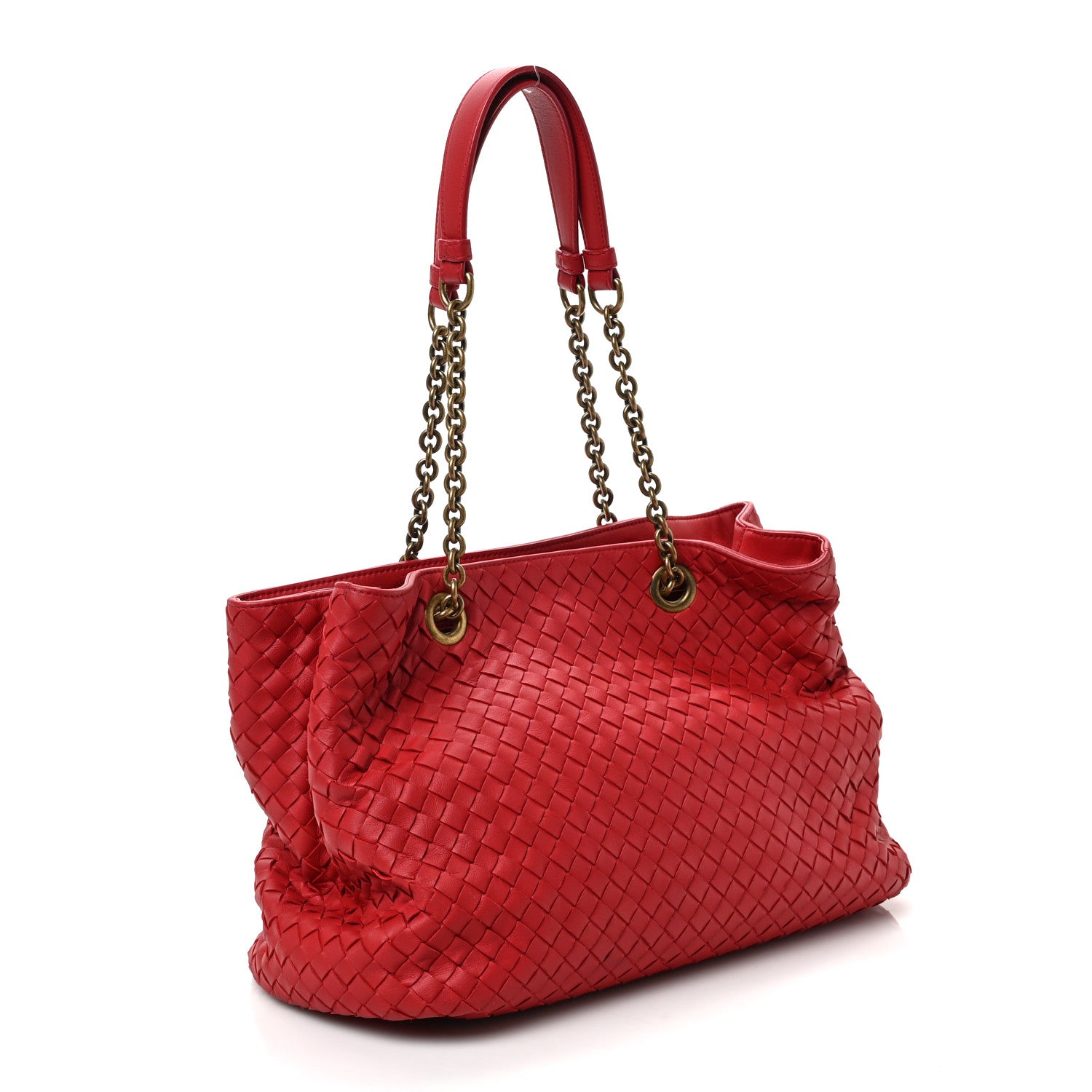 Bottega Veneta Nappa Intrecciato Medium Classic Chain Strap Tote Red 4 of 9