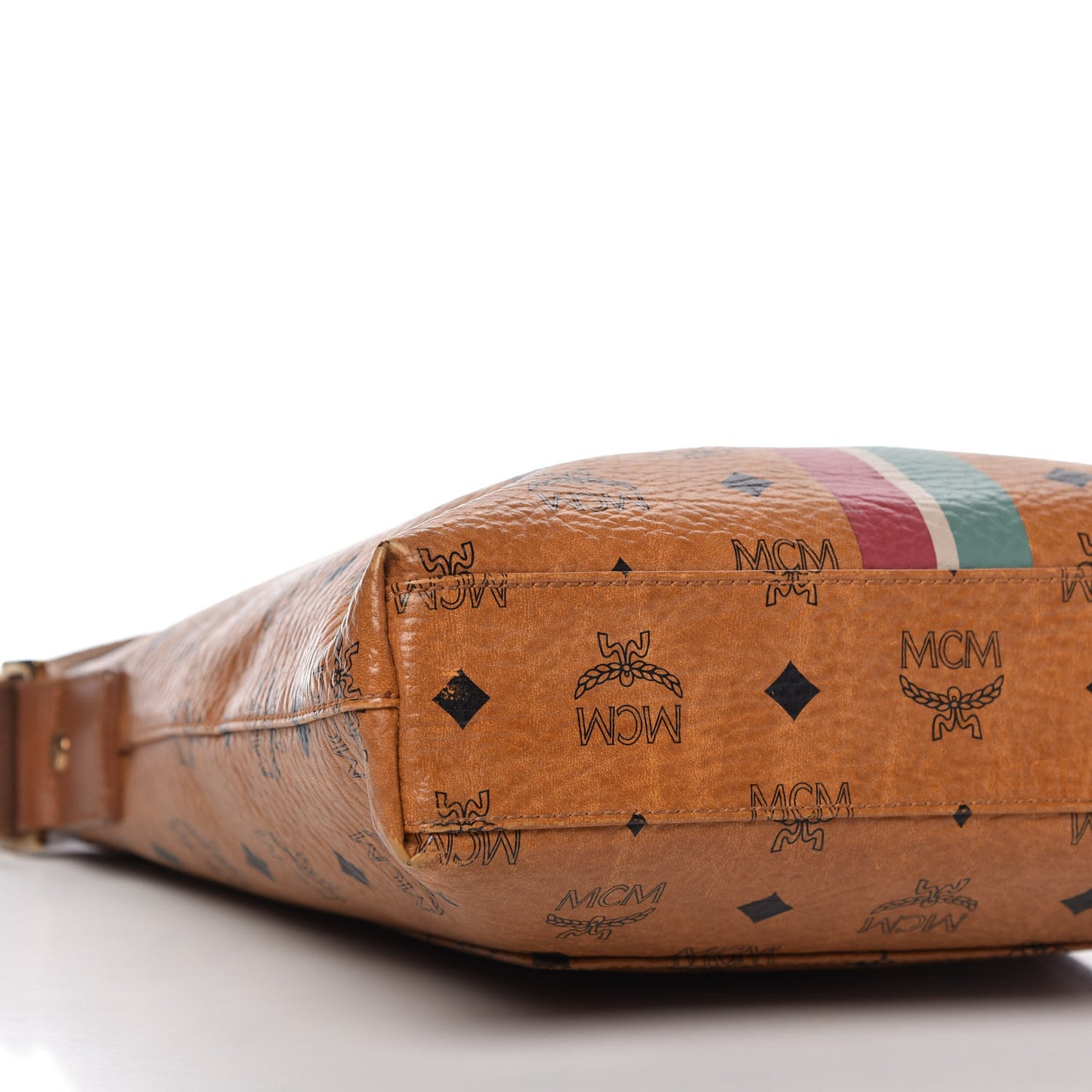 Visetos Striped Crossbody Messenger Cognac