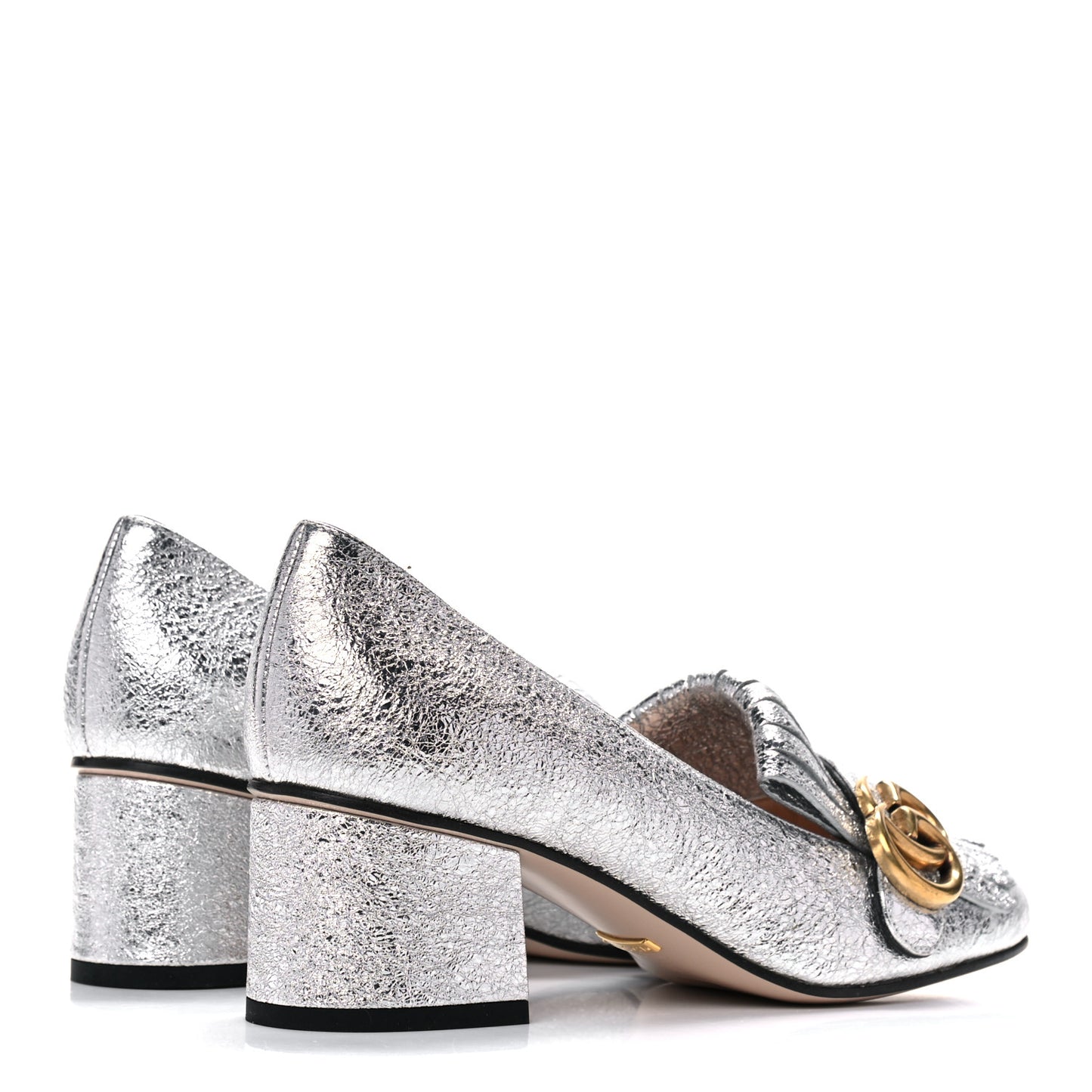 Galassia GG Marmont Fringe 50mm Loafer Pumps 37 Argento