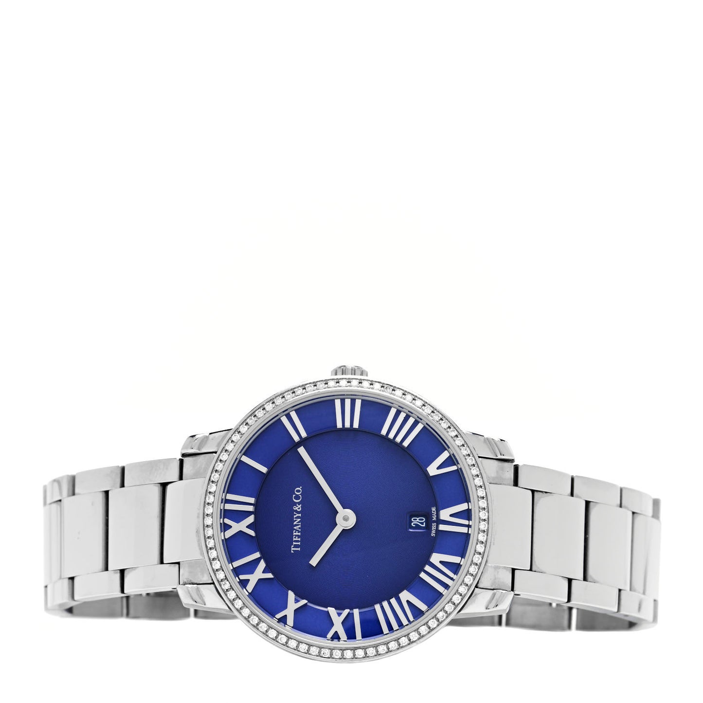 Stainless Steel Diamond Bezel 31mm Atlas 2-Hand Quartz Watch Blue Azure