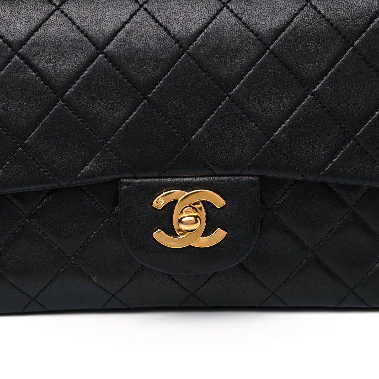 Lambskin Quilted Small Double Flap Black