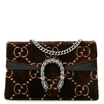 Gucci Velvet Skipper Crystal GG Monogram Super Mini Dionysus Shoulder Bag Brown Black Black Diamond 1 of 11