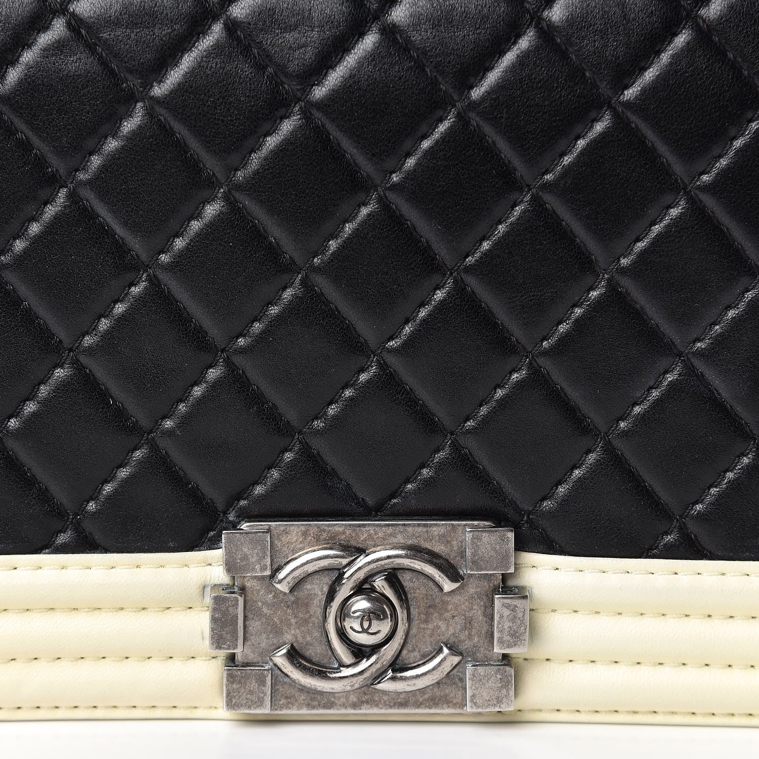 Chanel Lambskin Quilted Medium Boy Flap Black White 8 of 17