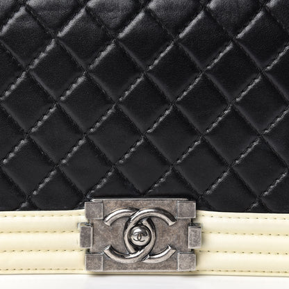 Chanel Lambskin Quilted Medium Boy Flap Black White 8 of 17