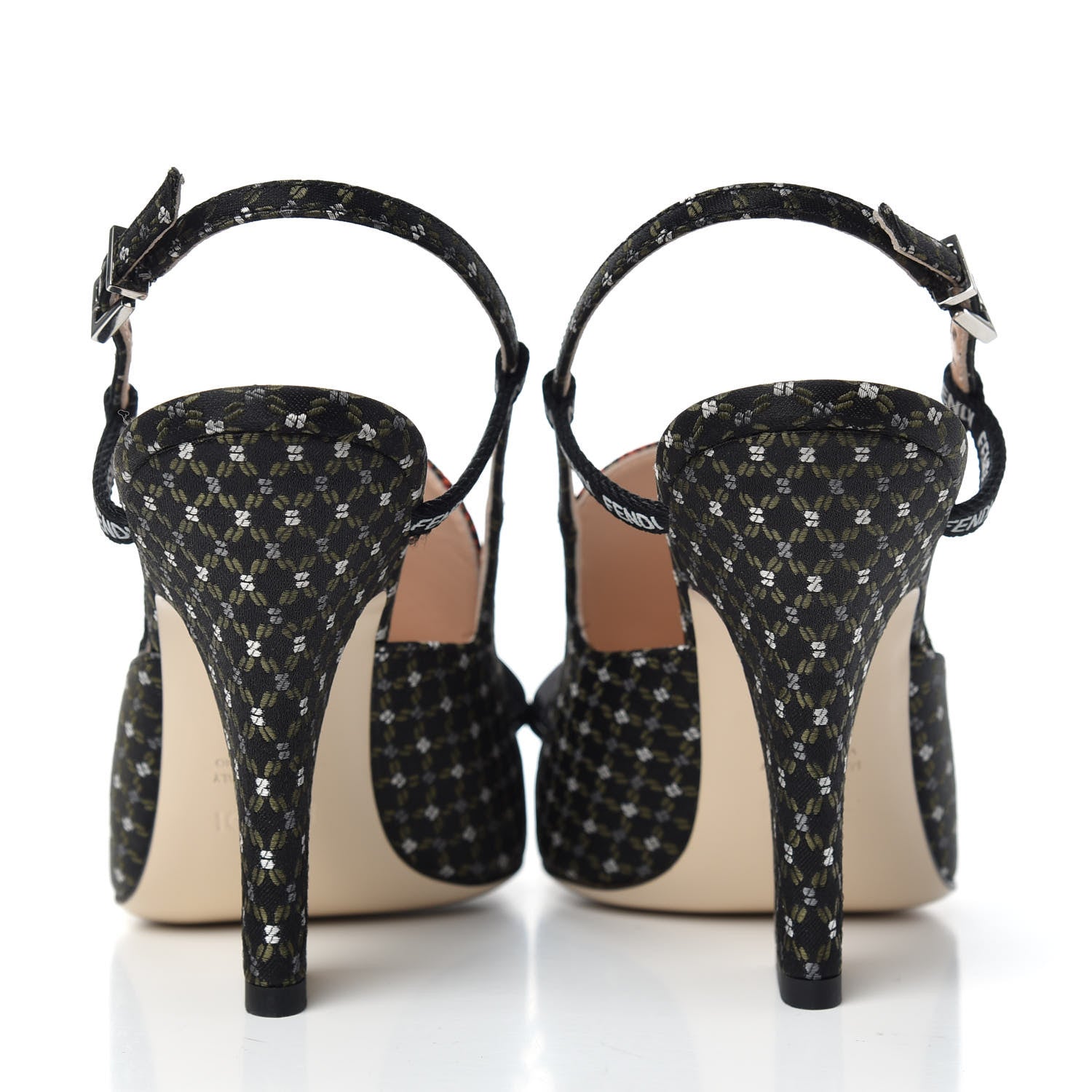Fendi Fabric Jacquard Ffreedom Slingback Pumps 38.5 7 of 10