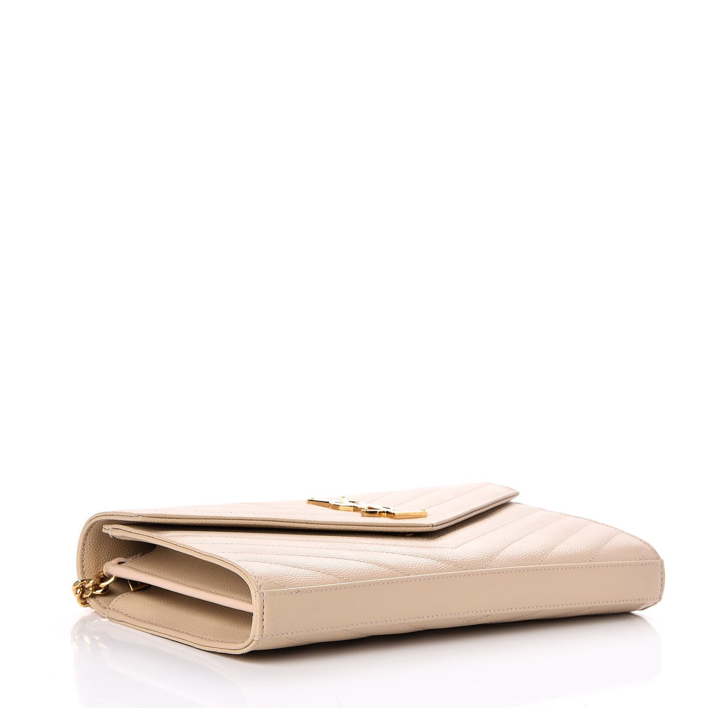 Grain De Poudre Matelasse Chevron Monogram Chain Wallet Nude Powder