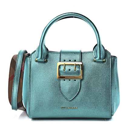 Burberry Metallic Soft Grain Calfskin Small Buckle Tote Emerald 1 of 18