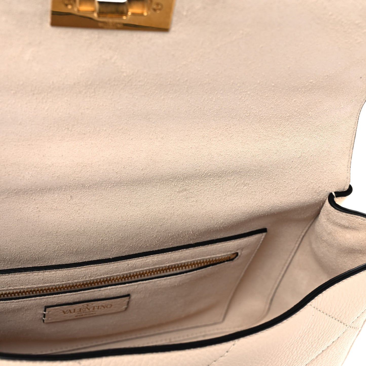 Grained Calfskin Large Roman Stud Shoulder Bag Light Ivory