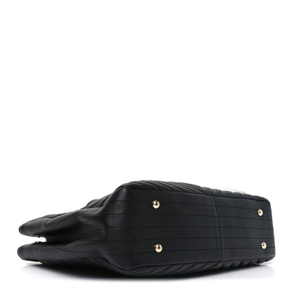 Chanel Iridescent Calfskin Chevron Quilted Shopping Tote Black 4 of 10