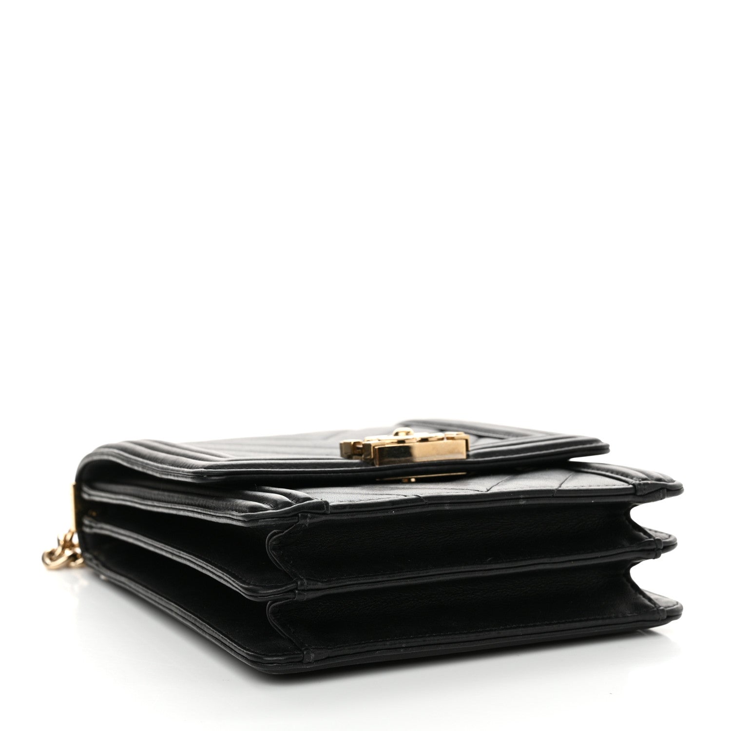 Chanel Calfskin Chrevron Quilted North South Boy Flap Black 4 of 14