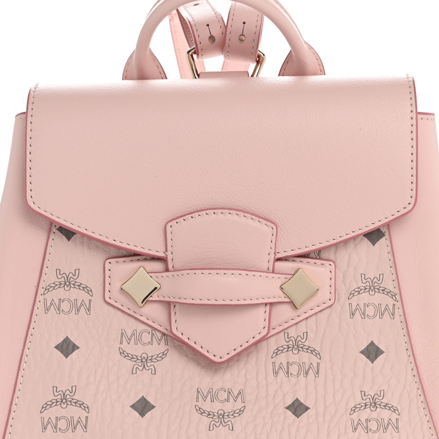 MCM Calfskin Essential Visetos Small Backpack Powder Pink 8 of 13