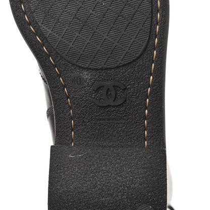 Chanel Crinkled Calfskin Paris Edinburgh CC Combat Boots 40 Black 6 of 10