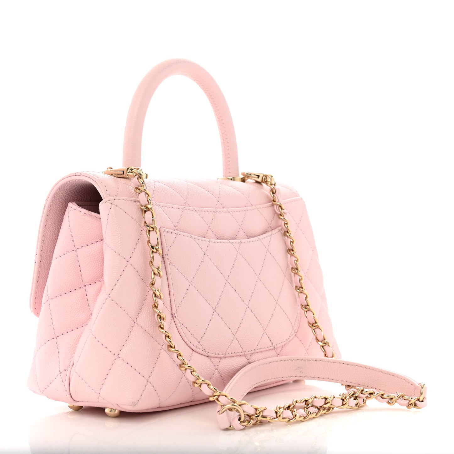 Caviar Quilted Mini Coco Handle Flap Light Pink