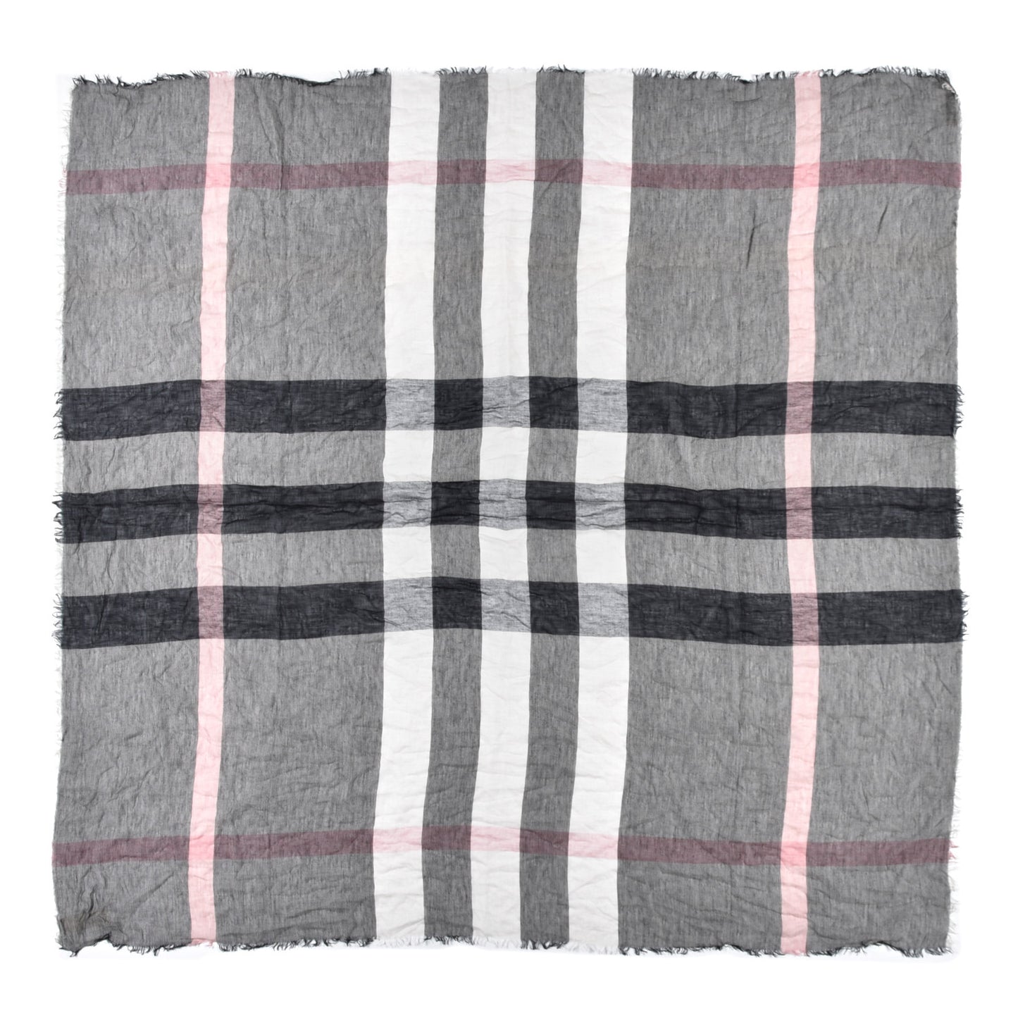 Modal Wool London Check Lightweight Square Scarf Grey