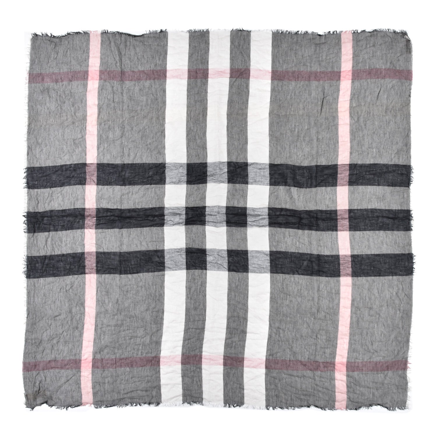 Burberry Modal Wool London Check Lightweight Square Scarf Grey 1 of 4