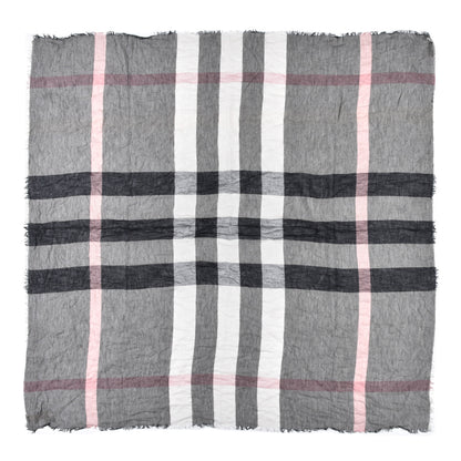 Burberry Modal Wool London Check Lightweight Square Scarf Grey 1 of 4