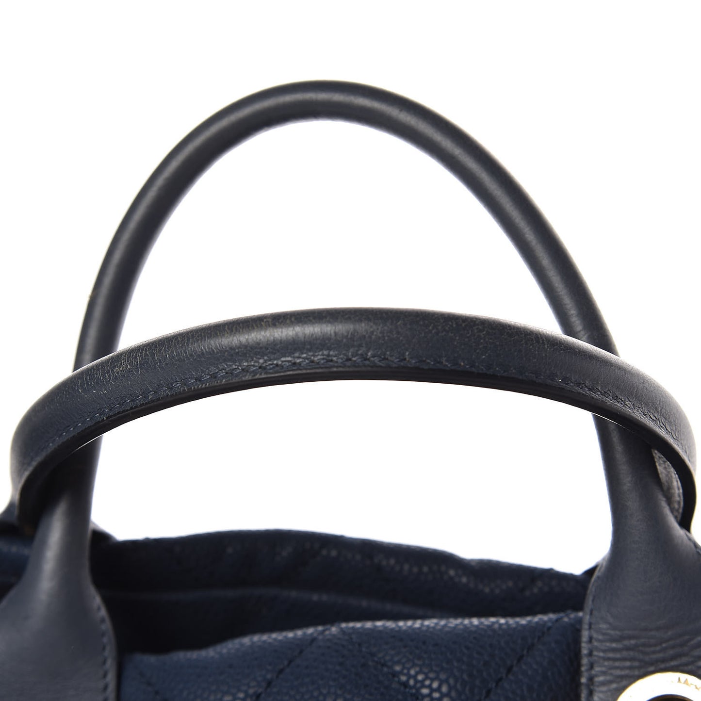 Iridescent Caviar Quilted Globe Trotter Shopping Tote Navy Blue