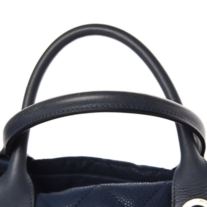 Chanel Iridescent Caviar Quilted Globe Trotter Shopping Tote Navy Blue 9 of 13