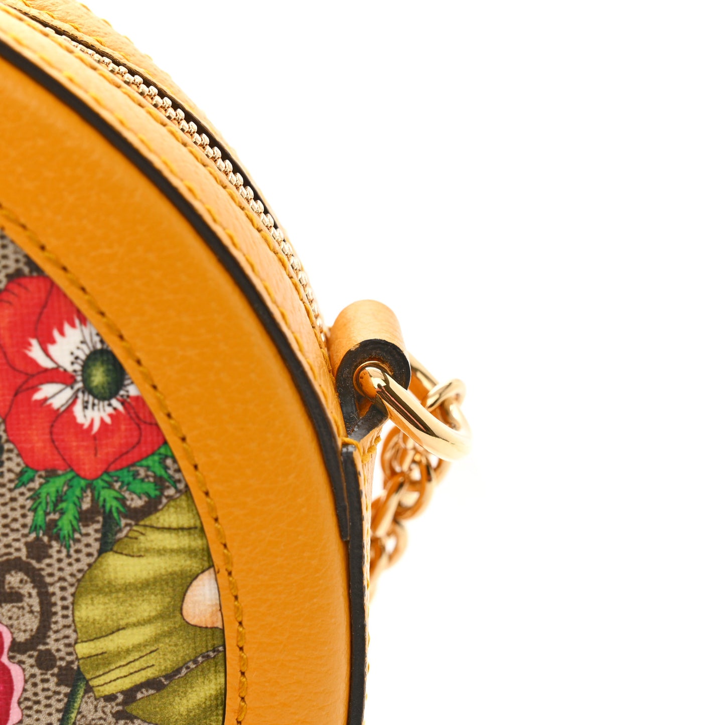GG Supreme Monogram Flora Web Mini Ophidia Round Shoulder Bag Beige Multicolor Crop