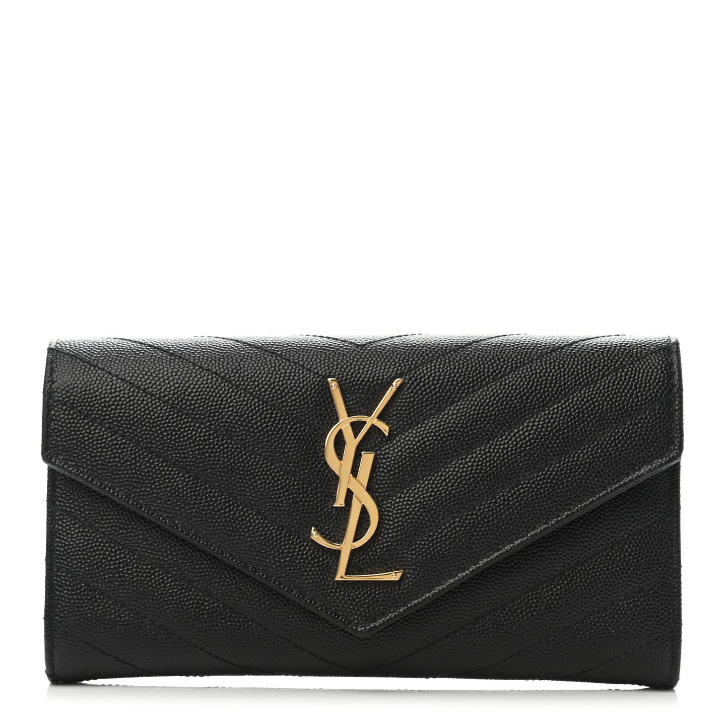 Grain De Poudre Matelasse Chevron Monogram Flap Wallet Black