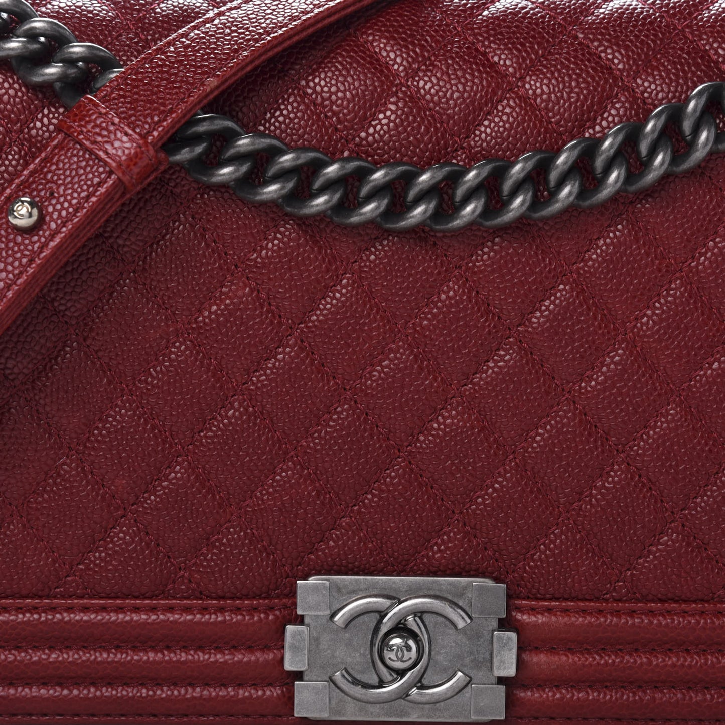 Caviar Quilted New Medium Boy Flap Dark Red