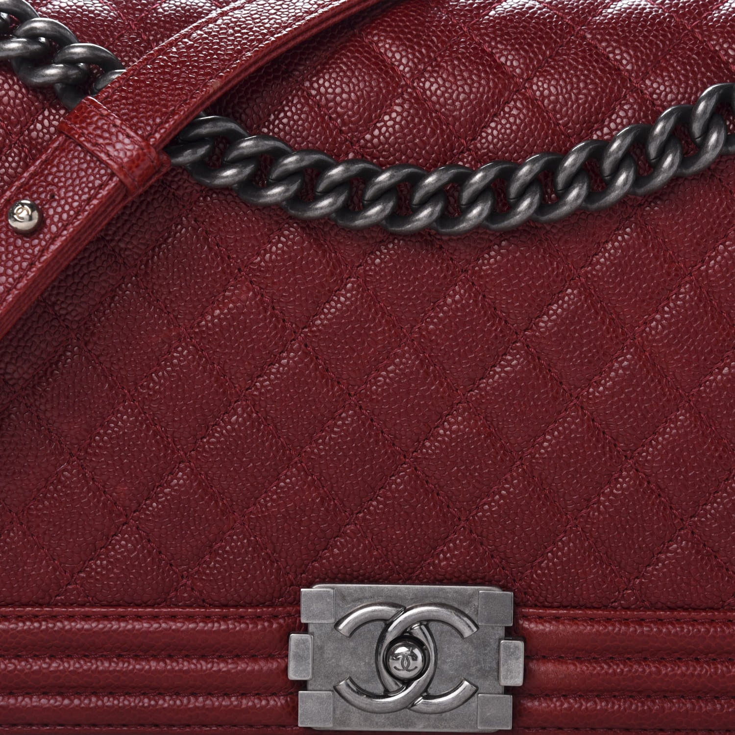 Chanel Caviar Quilted New Medium Boy Flap Dark Red 14 of 14