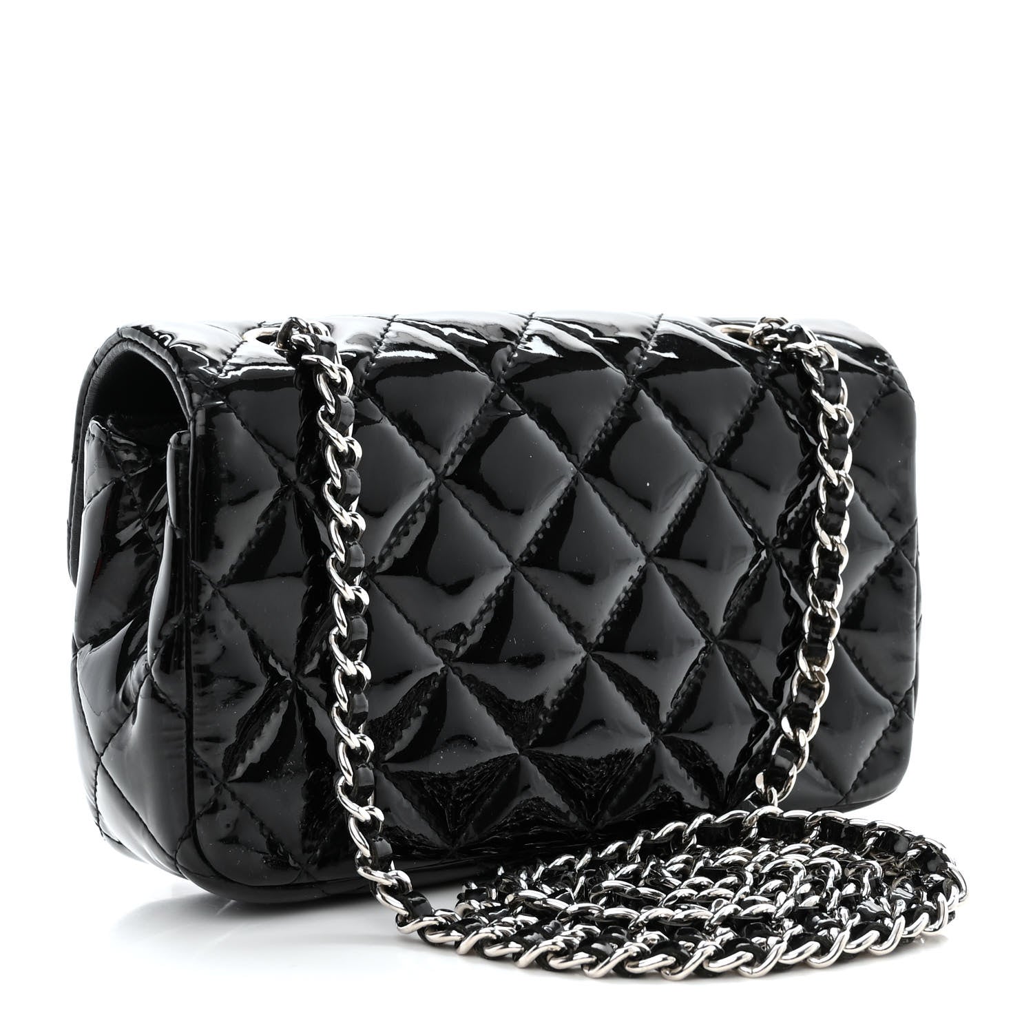 Chanel Patent Calfskin Quilted Extra Mini Rectangular Flap Black 3 of 10