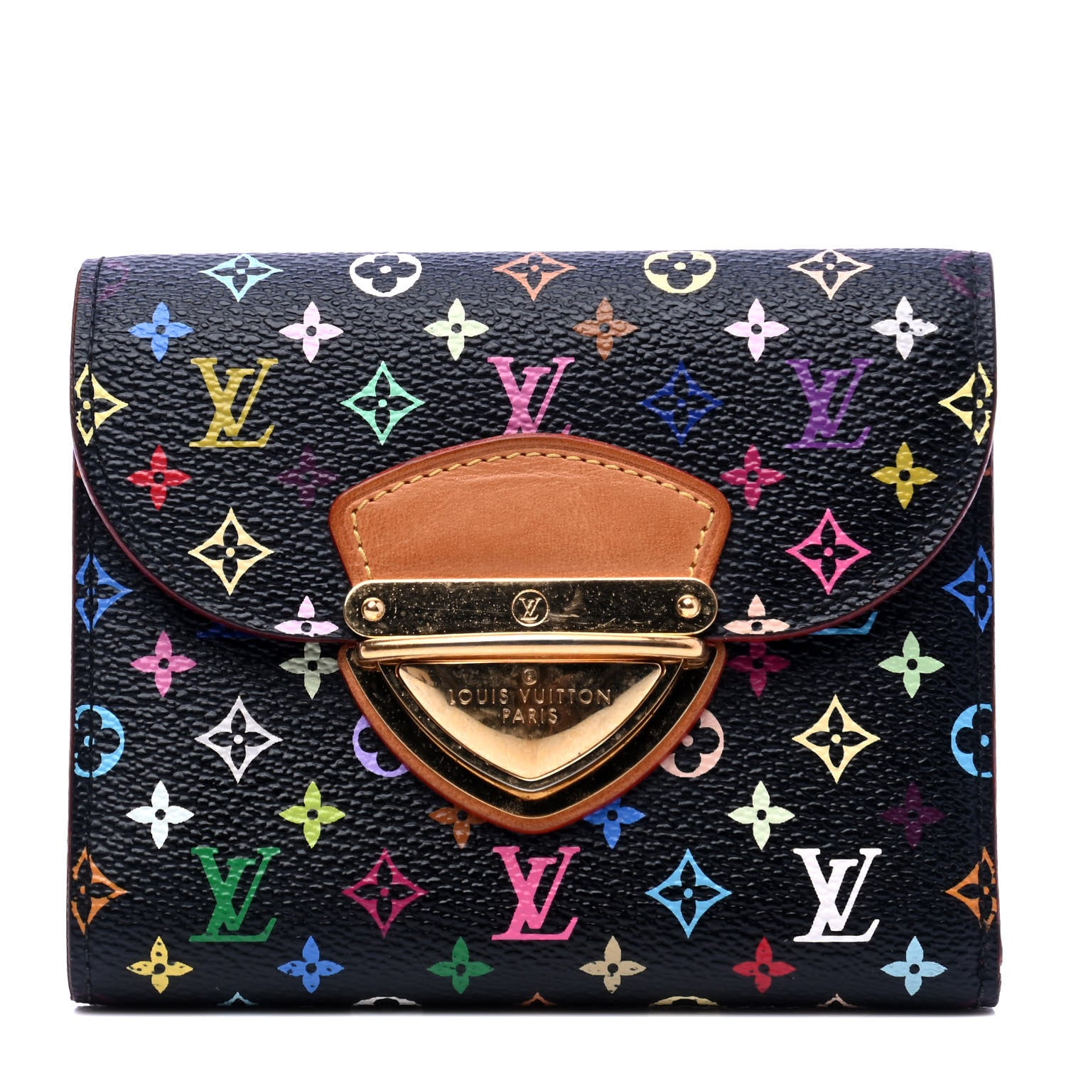 Louis Vuitton Monogram Multicolor Joey Wallet Black Grenade 1 of 5