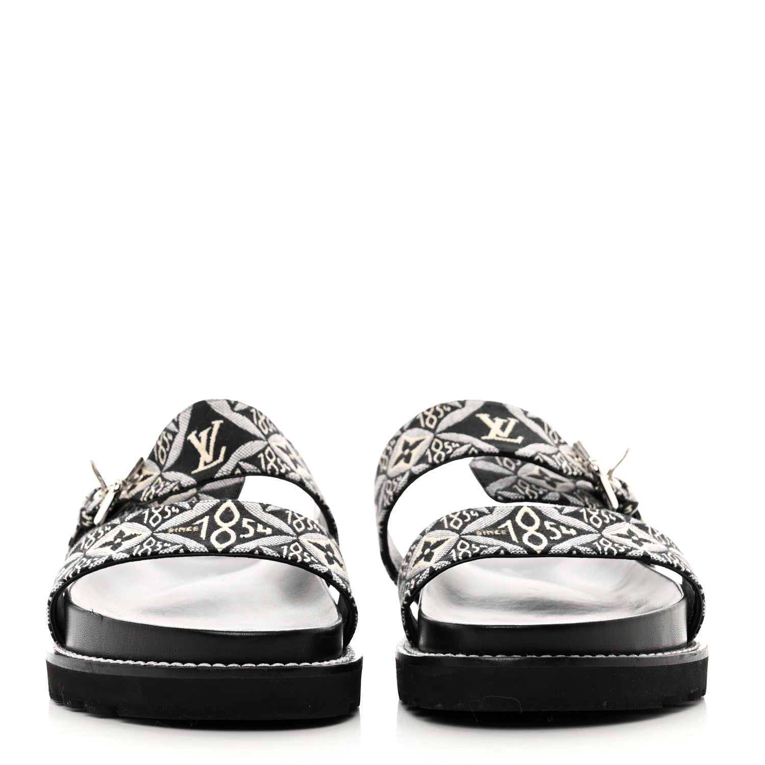 Louis Vuitton Jacquard Since 1854 Paseo Flat Comfort Sandals 40 Grey 2 of 8
