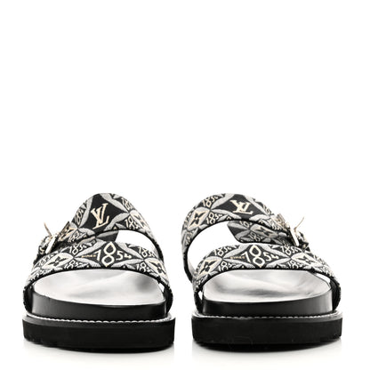 Louis Vuitton Jacquard Since 1854 Paseo Flat Comfort Sandals 40 Grey 2 of 8