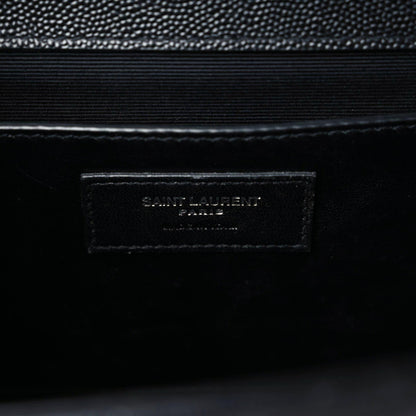 Saint Laurent Grain De Poudre Textured Mixed Matelasse Triquilt Medium Monogram Satchel Black 7 of 19