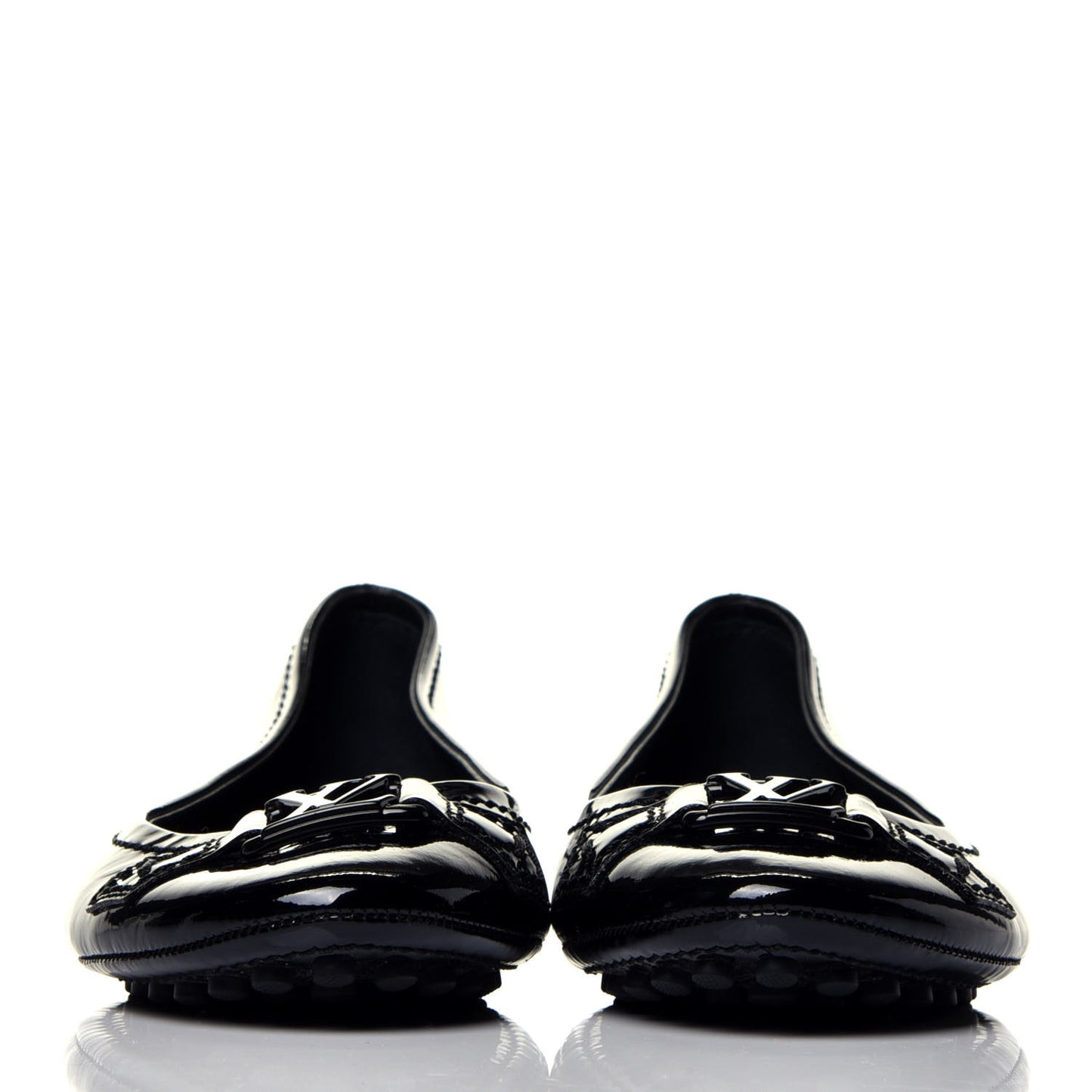 Patent Calfskin Oxford Ballerina Flats 36.5 Black