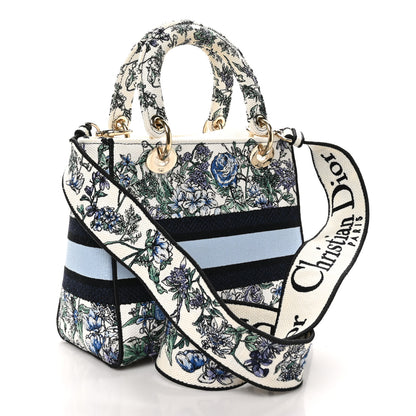 Christian Dior Canvas Embroidered Print Medium Lady D-Lite Blue Multicolor 3 of 11
