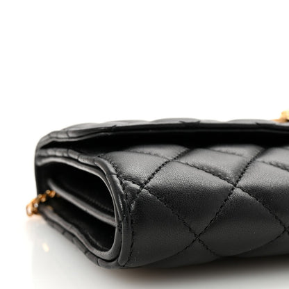 Versace Lambskin Quilted Medusa Wallet On Chain Crossbody Black 8 of 9